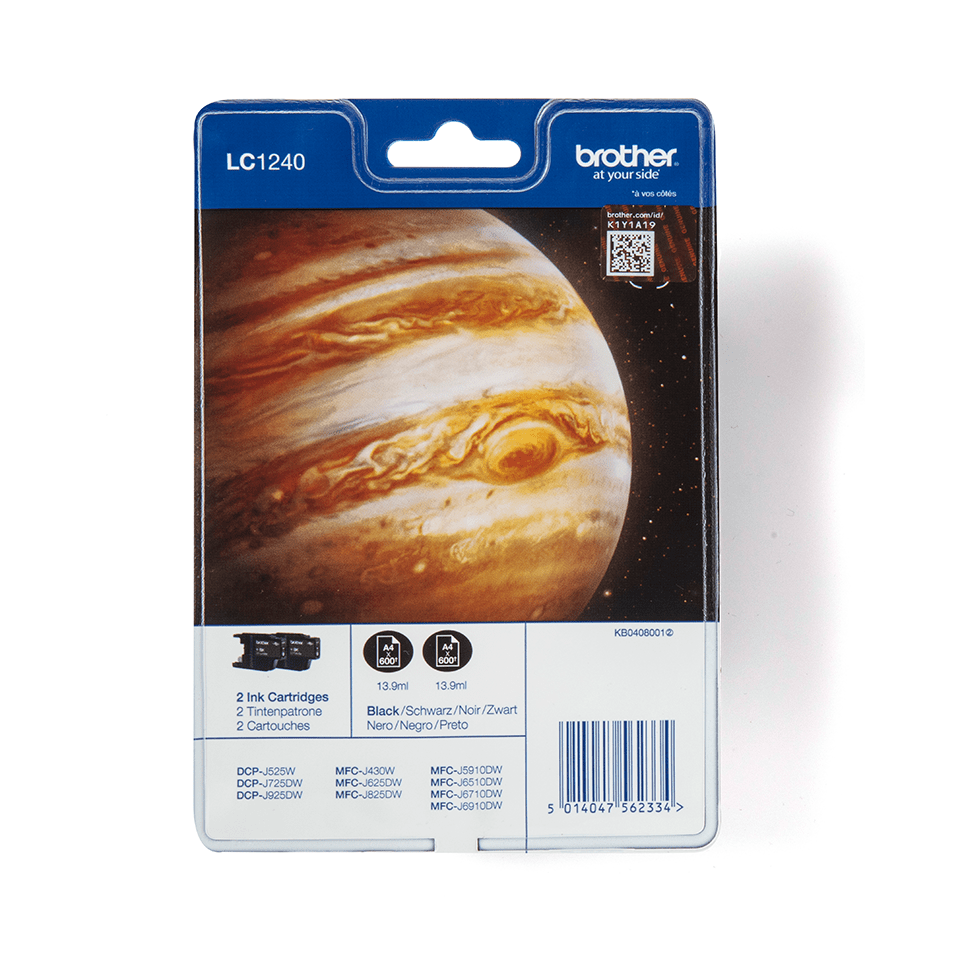 Brother Tinten-Doppelpack LC-1240BKBP2 / LC1240BKBP2 Schwarz XL, 2 x 600 Seiten