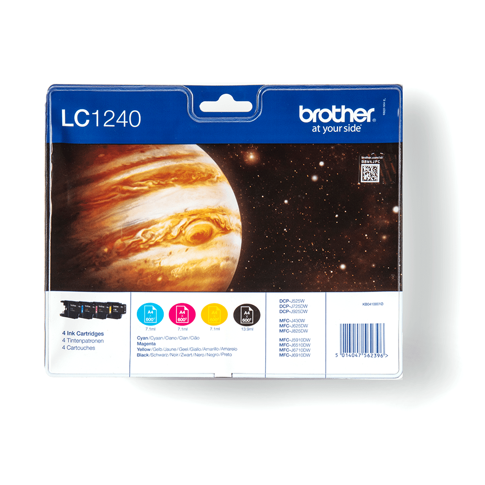 [LC1240VALBP] Pack cartouches d'encre Brother LC-1240VALBP / LC1240VALBP, 4 couleurs XL, 600 pages