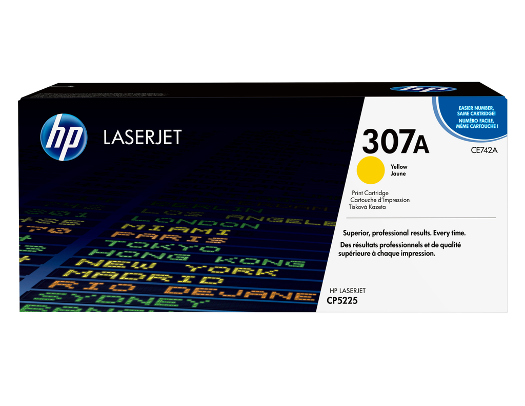 HP 307A / CE742A yellow toner, 7,300 pages