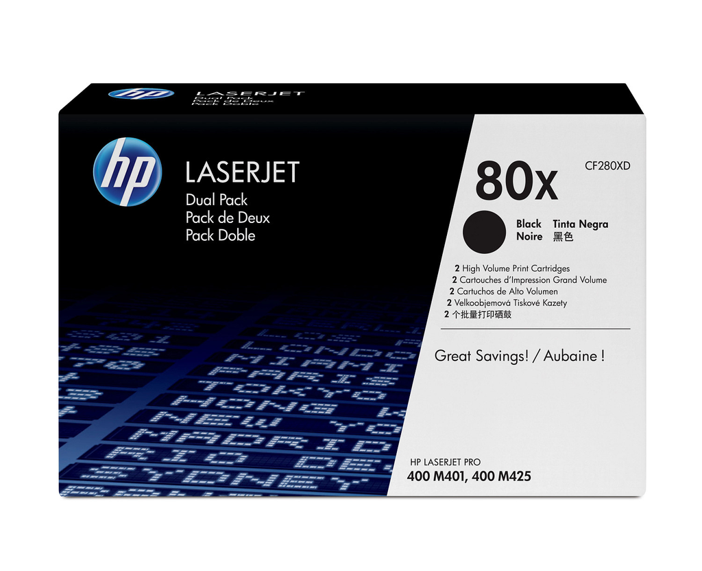 2er-Pack Toner HP 80X / CF280XD Schwarz XL, 2 x 6.900 Seiten