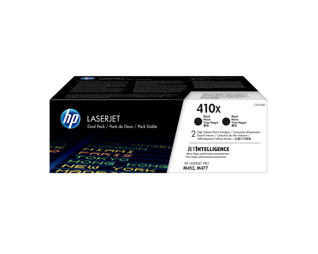 Pack de 2 toners HP 410X / CF410XD noir XL, 2 x 6 500 pages