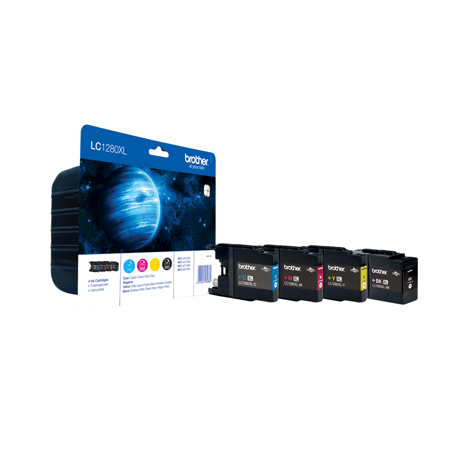 Pack cartouches d'encre Brother LC-1280XLVALBP / LC1280XLVALBP, 4 couleurs XXL, 1 200 pages