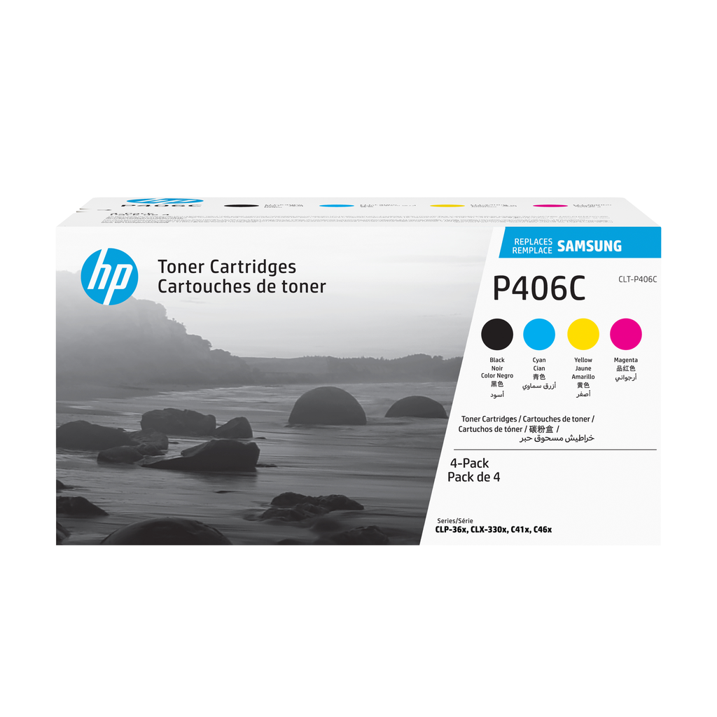 Pack de 4 toners HP CLT-P406C / SU375A 4 couleurs XL, 1 000 pages