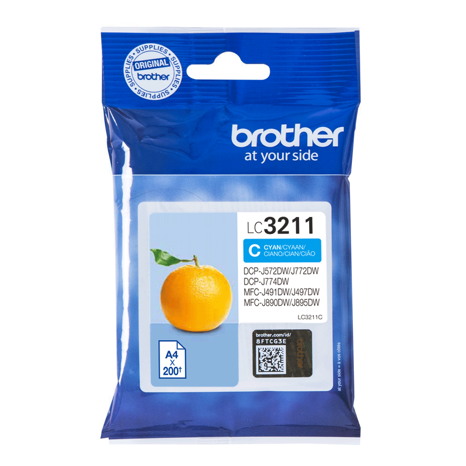 Brother Tintenpatrone LC-3211C / LC3211C Cyan, 200 Seiten