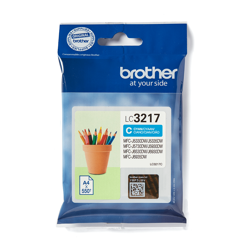 Cartouche d'encre Brother LC-3217C / LC3217C cyan, 550 pages