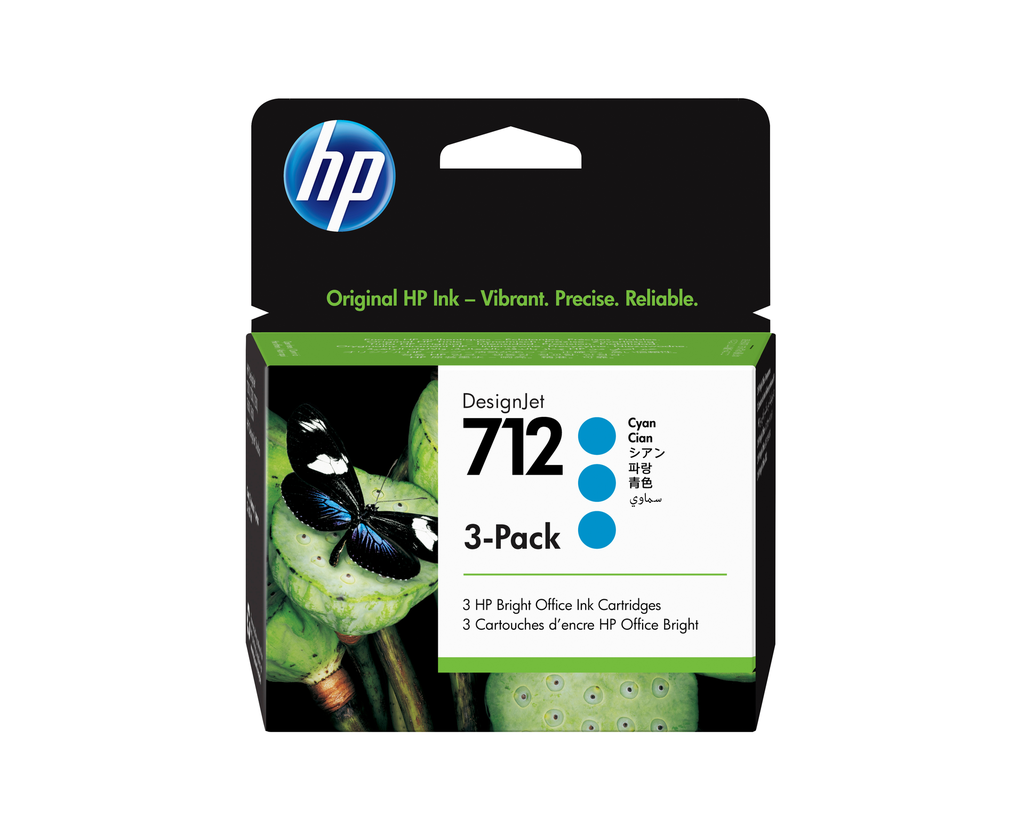 [3ED77A] Cartouche d'encre HP 712 / 3ED77A cyan, 29 ml (lot de 3)