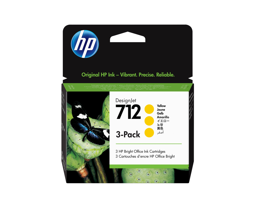 [3ED79A] Cartouche d'encre HP 712 / 3ED79A jaune, 29 ml (lot de 3)