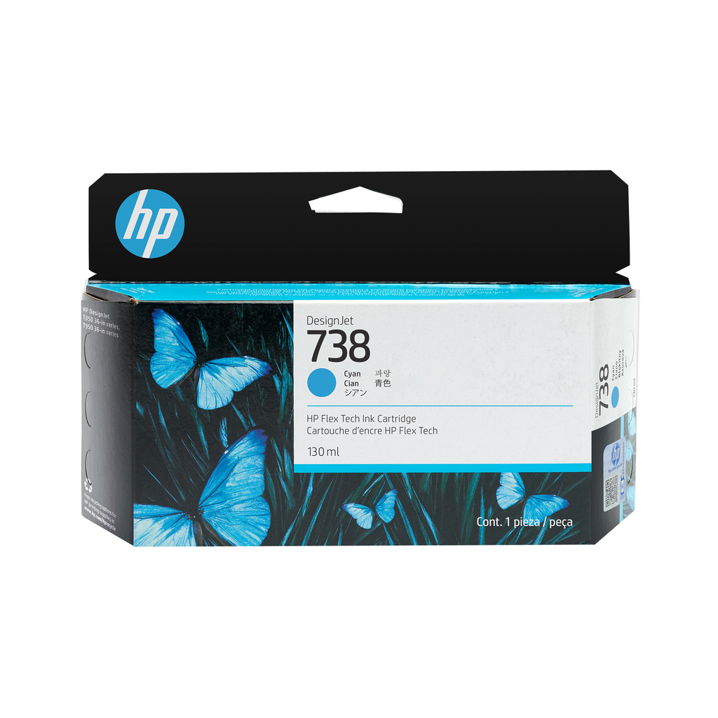 HP 738 / 498N5A cyan ink cartridge, 130 ml