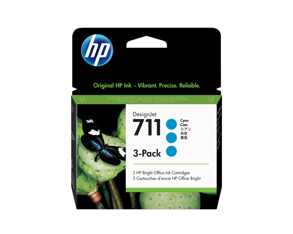 [CZ134A] Cartouche d'encre HP 711 / CZ134A cyan, 29 ml (lot de 3)