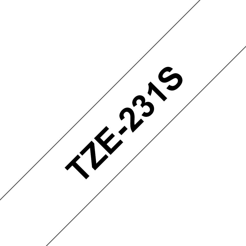 Ruban laminé Brother TZe-231S2 / TZE231S2, noir sur blanc, 12 mm x 4 m