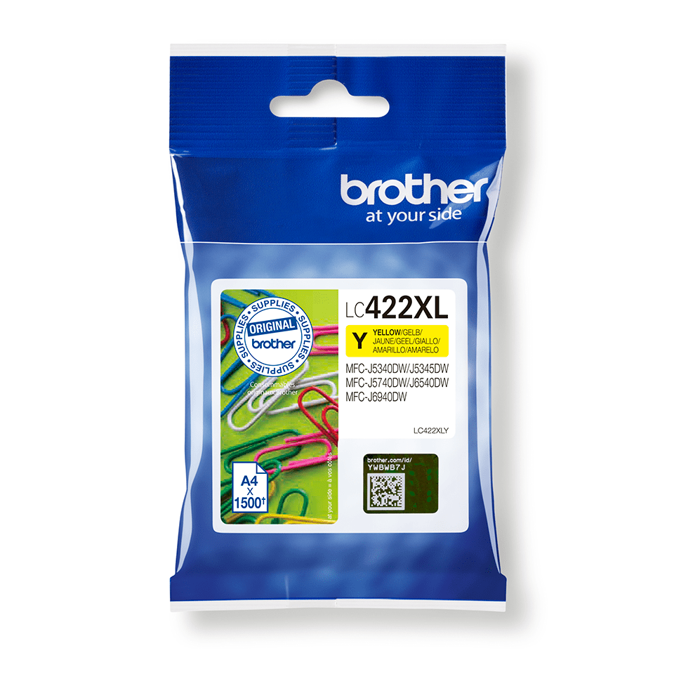 Brother LC-422XLY / LC422XLY yellow ink cartridge XL, 1,500 pages