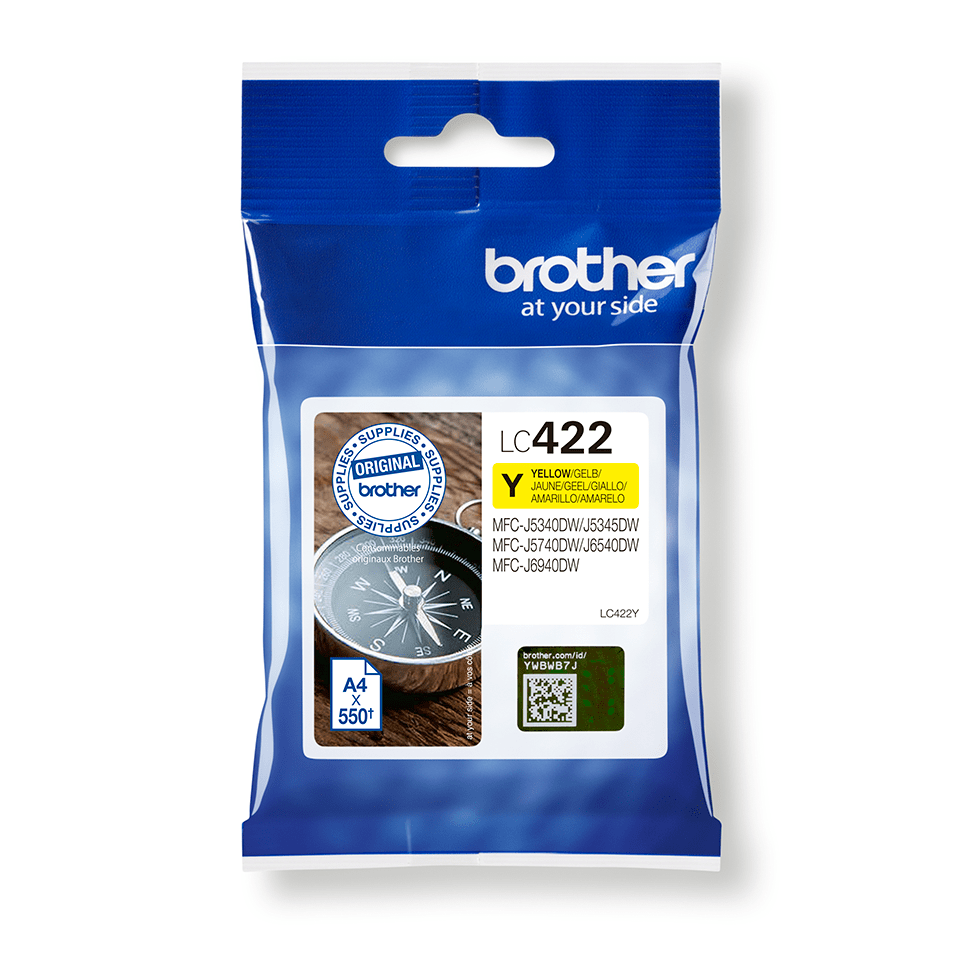Brother Tintenpatrone LC-422Y / LC422Y Gelb, 550 Seiten