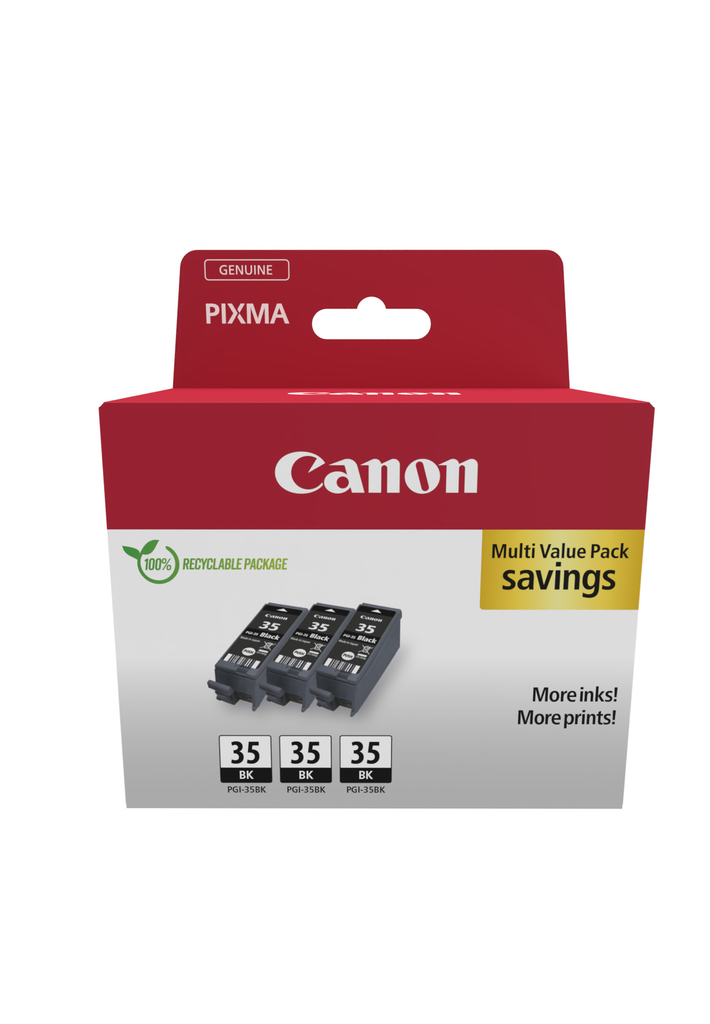 Pack de 3 cartouches d'encre Canon PGI-35 / 1509B028 noires