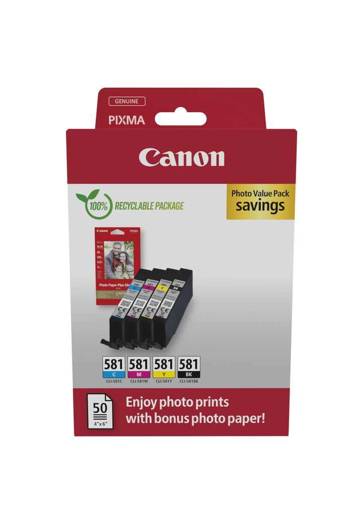 Multipack Tintenpatronen Canon CLI-581 / 2106C006, 4 Farben
