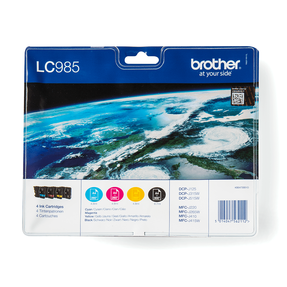 Brother Tinten-Multipack LC-985VALBP / LC985VALBP, 4 Farben, 260 Seiten