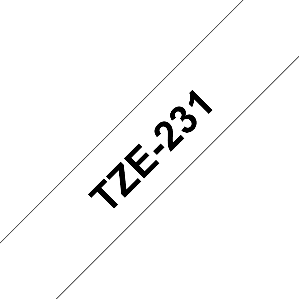 Brother Schriftband laminiert TZe-231 / TZE231, schwarz auf weiß, 12 mm x 8 m