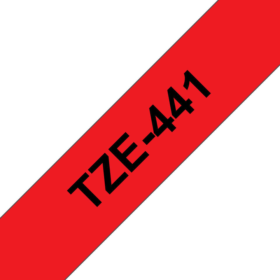 Ruban laminé Brother TZe-441 / TZE441, noir sur rouge, 18 mm x 8 m
