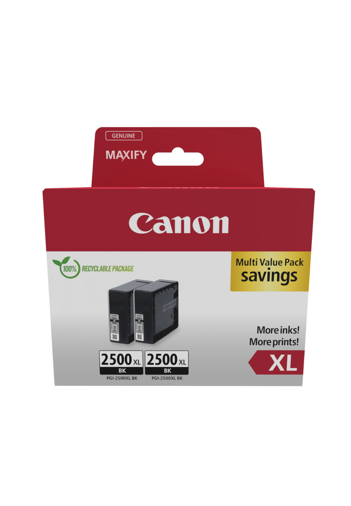 Pack de 2 cartouches d'encre Canon PGI-2500XL / 9254B011 noires XL