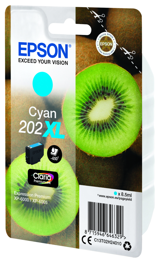 [C13T02H24010] Cartouche d'encre Epson 202XL / C13T02H24010 cyan XL, 650 pages