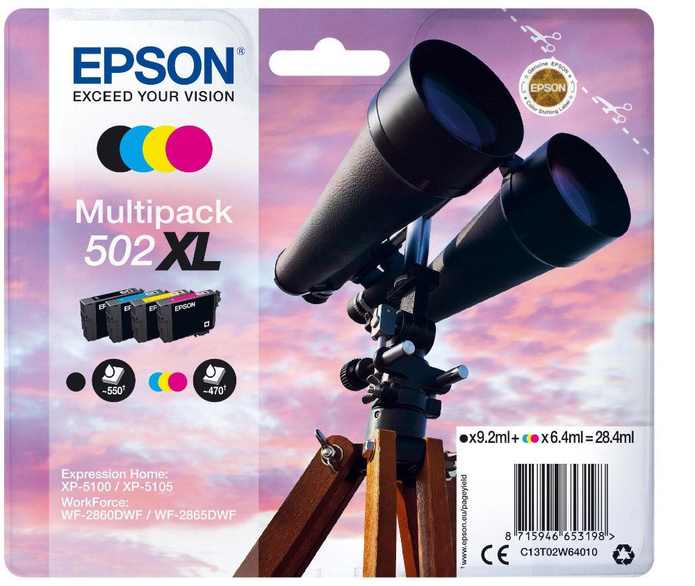 [C13T02W64010] Cartouche d'encre Epson 502XL / C13T02W64010 4 couleurs XL, 550 pages