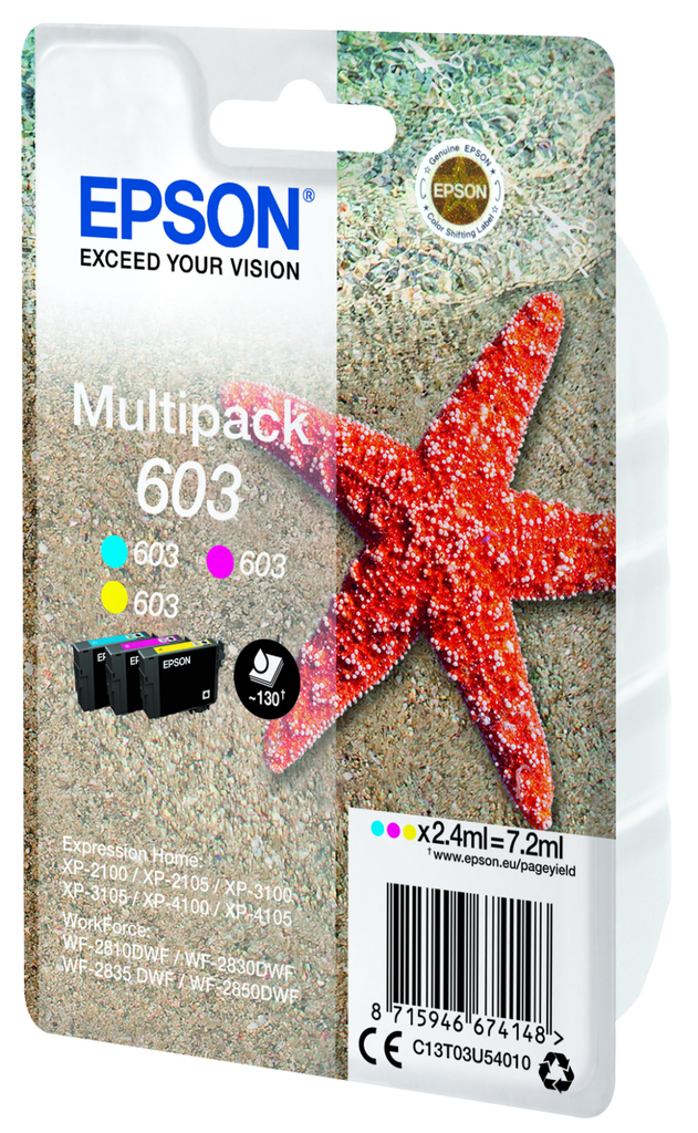 Tintenpatrone Epson 603 / C13T03U54010 Dreifarbig, 130 Seiten
