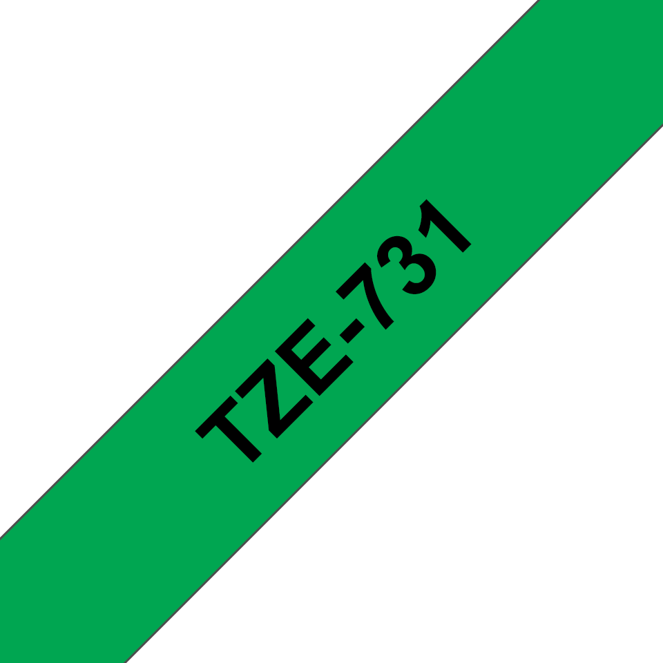 Brother Schriftband laminiert TZe-731 / TZE731, schwarz auf grün, 12 mm x 8 m
