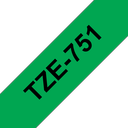 Brother Schriftband laminiert TZe-751 / TZE751, schwarz auf grün, 24 mm x 8 m