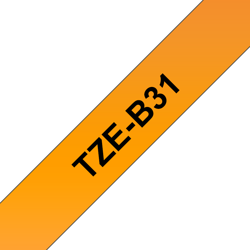 [TZEB31] Ruban laminé fluorescent Brother TZe-B31 / TZEB31, noir sur orange fluo, 12 mm x 5 m