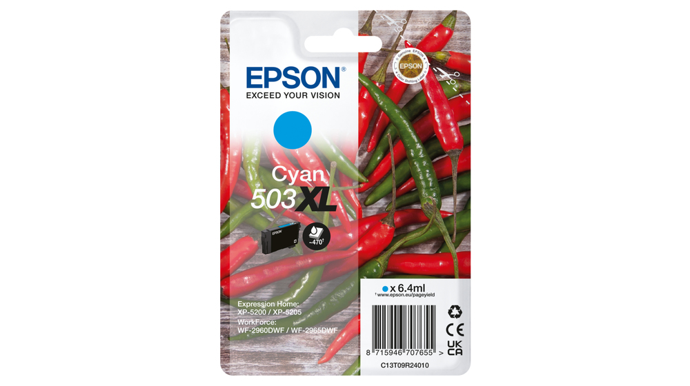 Tintenpatrone Epson 503XL / C13T09R24010 Cyan XL, 503 Seiten
