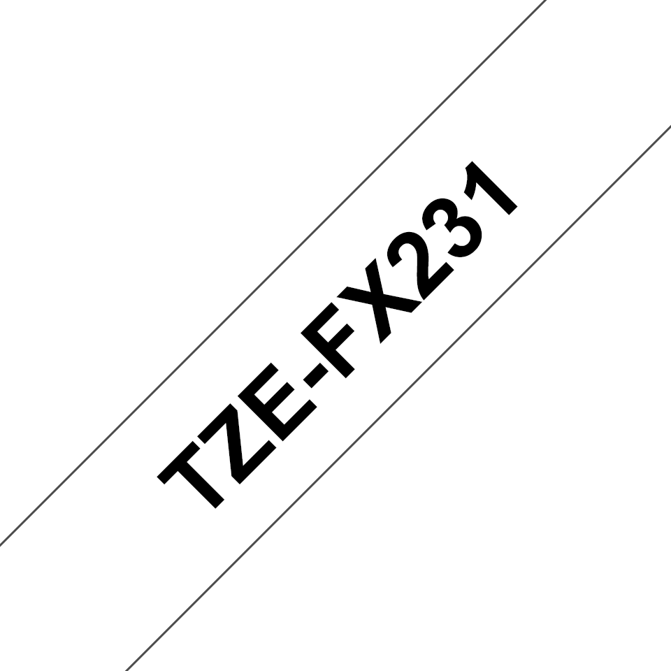 Ruban flexible Brother TZe-FX231 / TZEFX231, noir sur blanc, 12 mm x 8 m