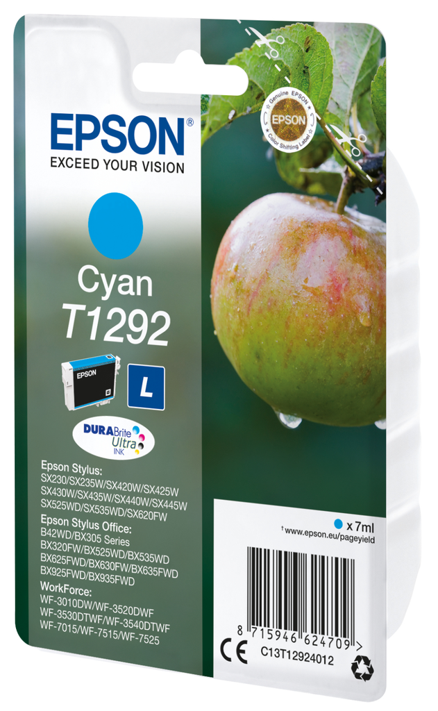 Tintenpatrone Epson T1292 / C13T12924012 Cyan, 474 Seiten