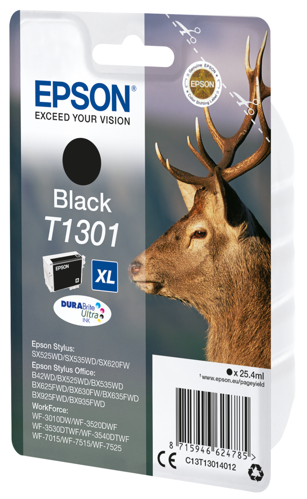 Tintenpatrone Epson T1301 / C13T13014012 Schwarz, 254 ml