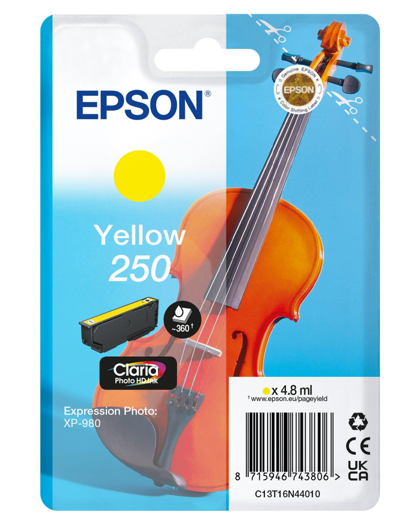 Epson 250 / C13T16N44010 yellow ink cartridge, 48 ml