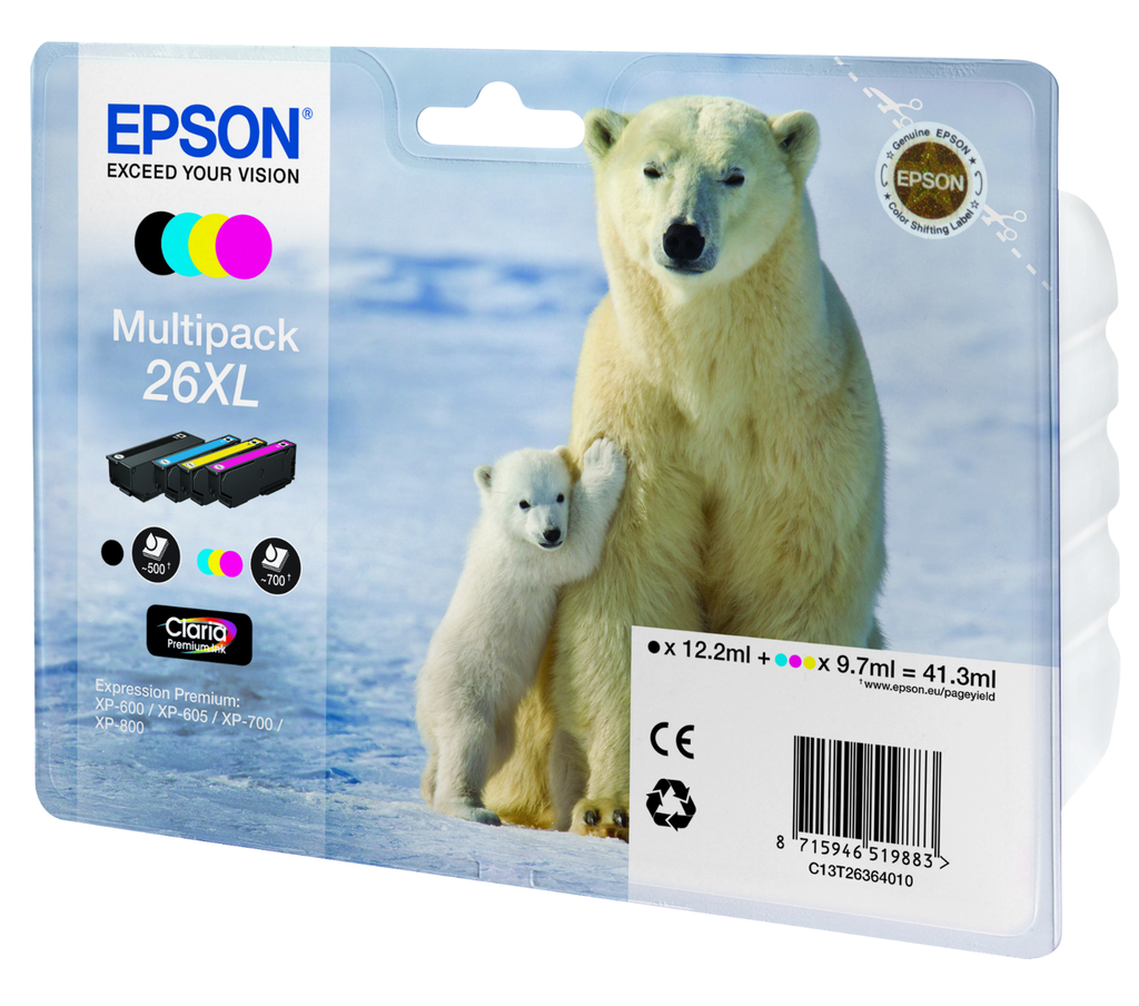 [C13T26364010] Tintenpatrone Epson 26XL / C13T26364010 4 Farben XL, 97 ml