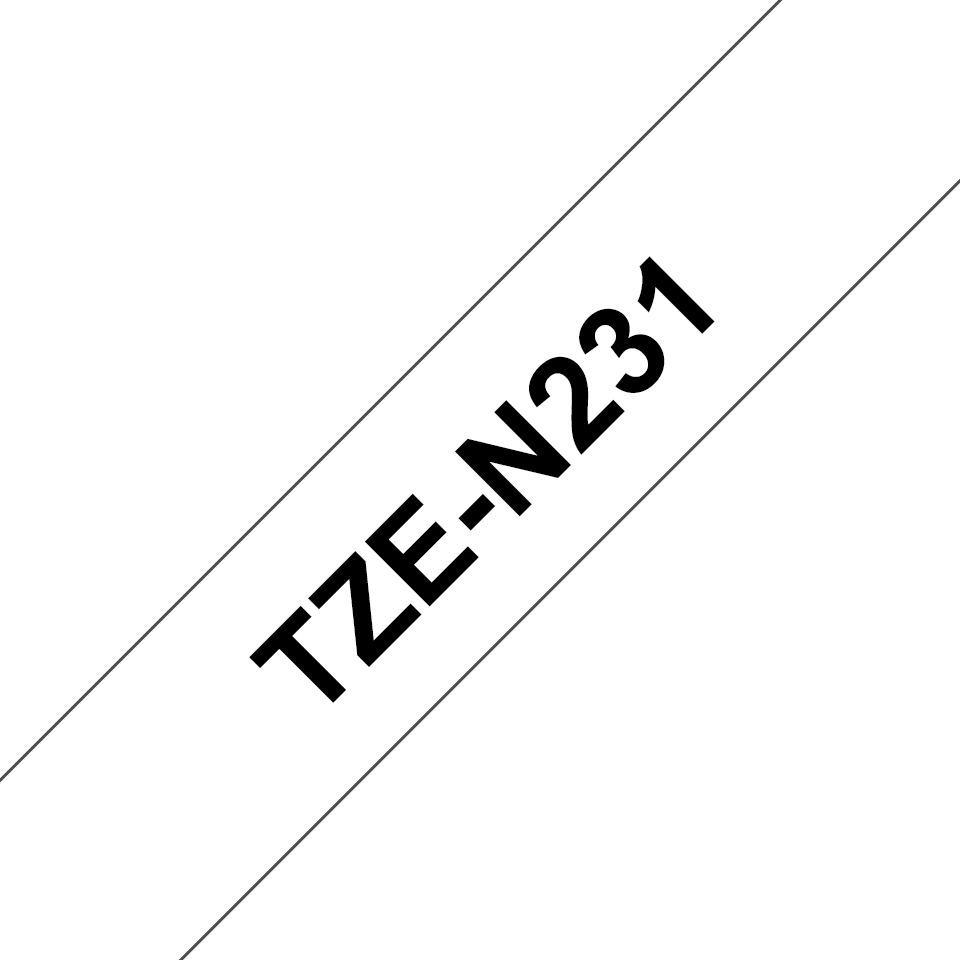 Brother Schriftband unlaminiert TZe-N231 / TZEN231, schwarz auf weiß, 12 mm x 8 m