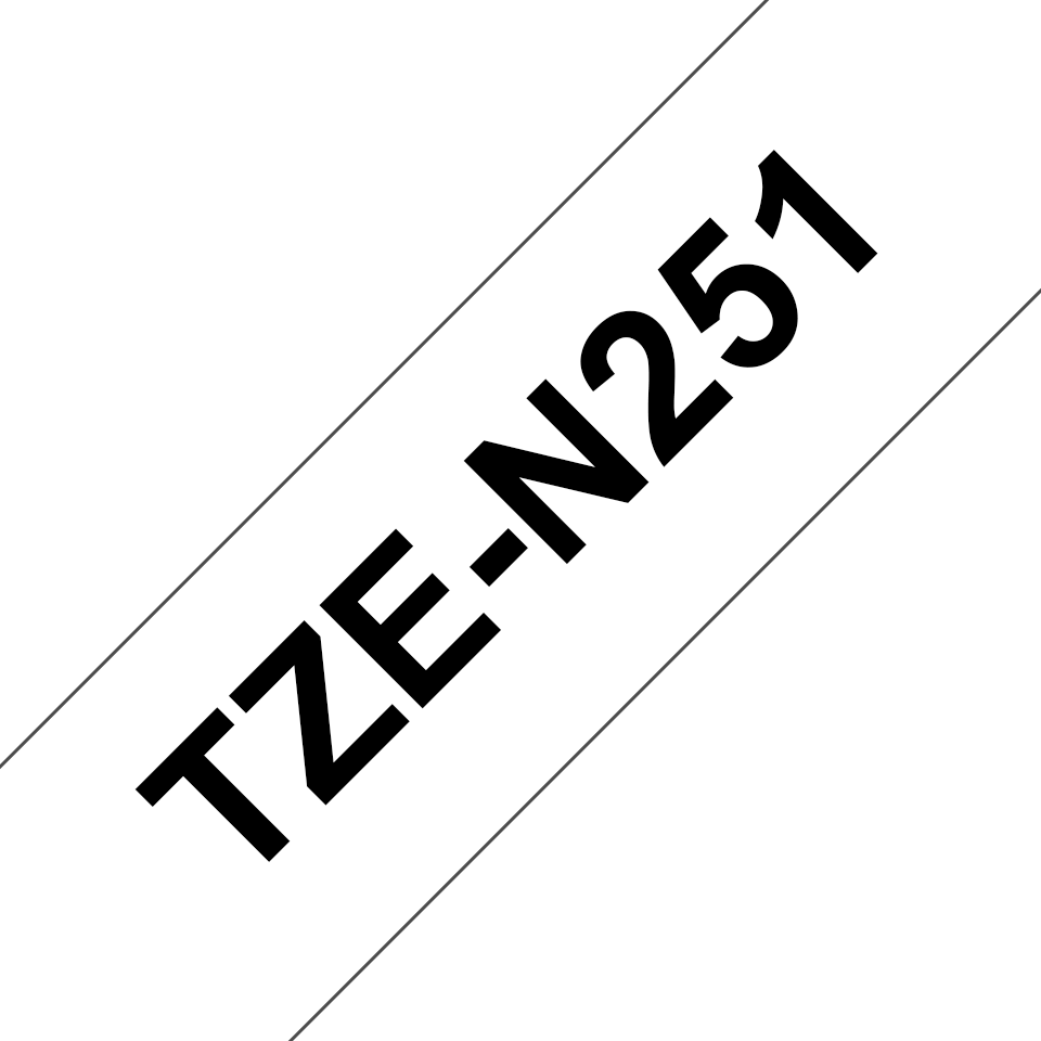 Ruban non laminé Brother TZe-N251 / TZEN251, noir sur blanc, 24 mm x 8 m