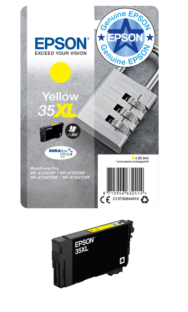 Epson 35XL / C13T35944010 yellow XL ink cartridge, 1,900 pages