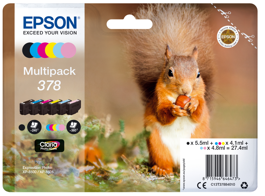Tintenpatrone Epson 378 / C13T37884010 4 Farben, 41 ml