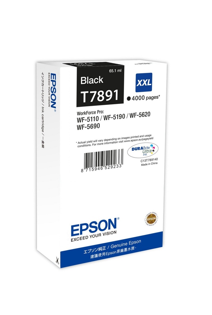 Cartouche d'encre Epson T7891XXL / C13T789140 noire XXL, 4 000 pages