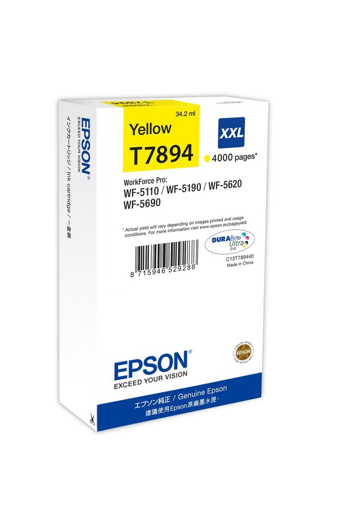 Tintenpatrone Epson T7894XXL / C13T789440 Gelb XXL, 4.000 Seiten