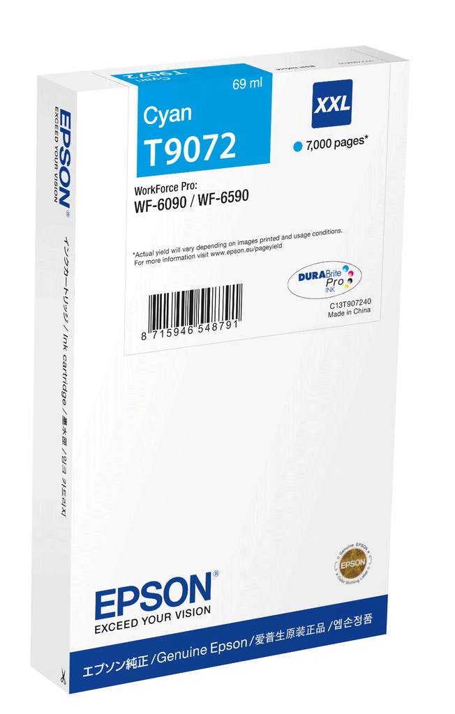Cartouche d'encre Epson T9072N / C13T90724N cyan XXL, 7 000 pages