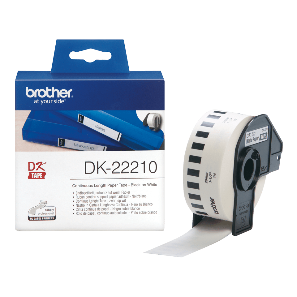 Brother Endlospapierrolle DK-22210 / DK22210, schwarz auf weiß, 29 mm x 30,48 m