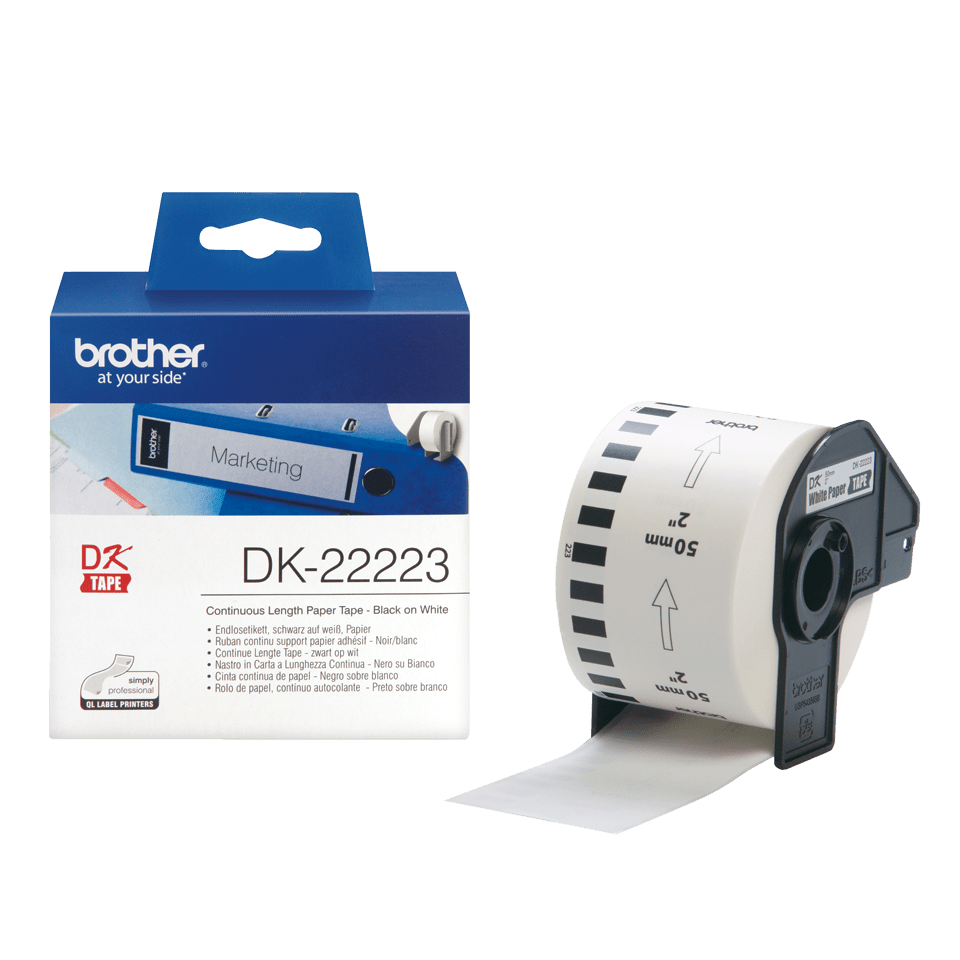 Brother DK-22223 / DK22223 continuous paper roll, black on white, 50 mm x 30.48 m