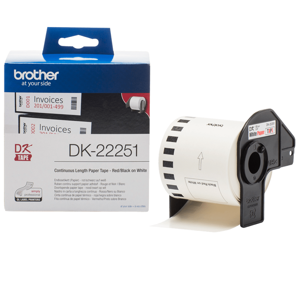 Brother DK-22251 / DK22251 continuous paper roll, black and red on white, 62 mm x 15.24 m