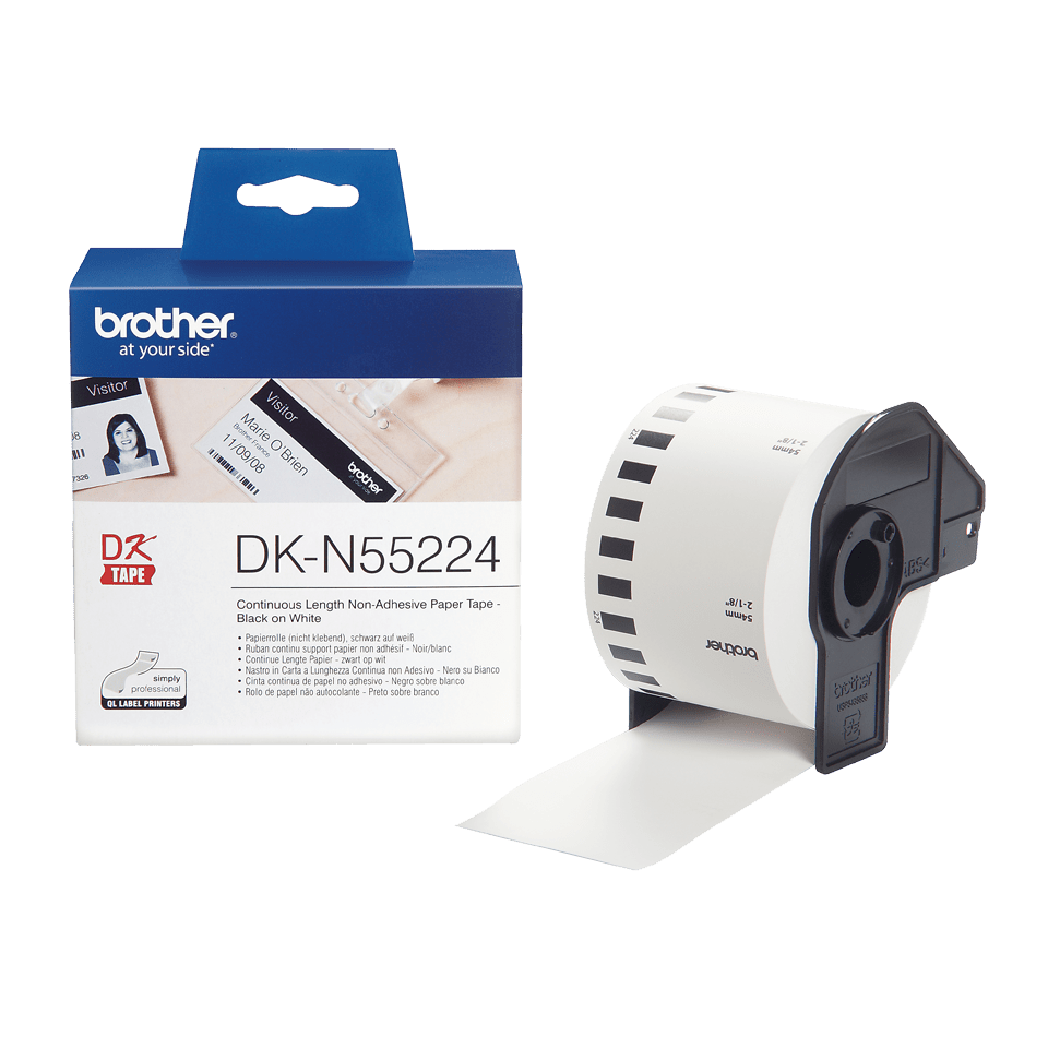Brother DK-N55224 / DKN55224 continuous non-adhesive paper roll, black on white, 54 mm x 30.48 m