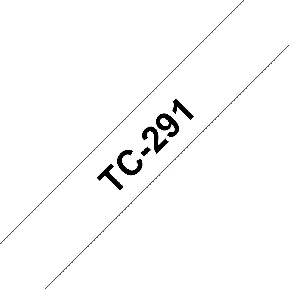 Brother TC-291 / TC291 laminated tape, black on white, 9 mm x 7.7 m