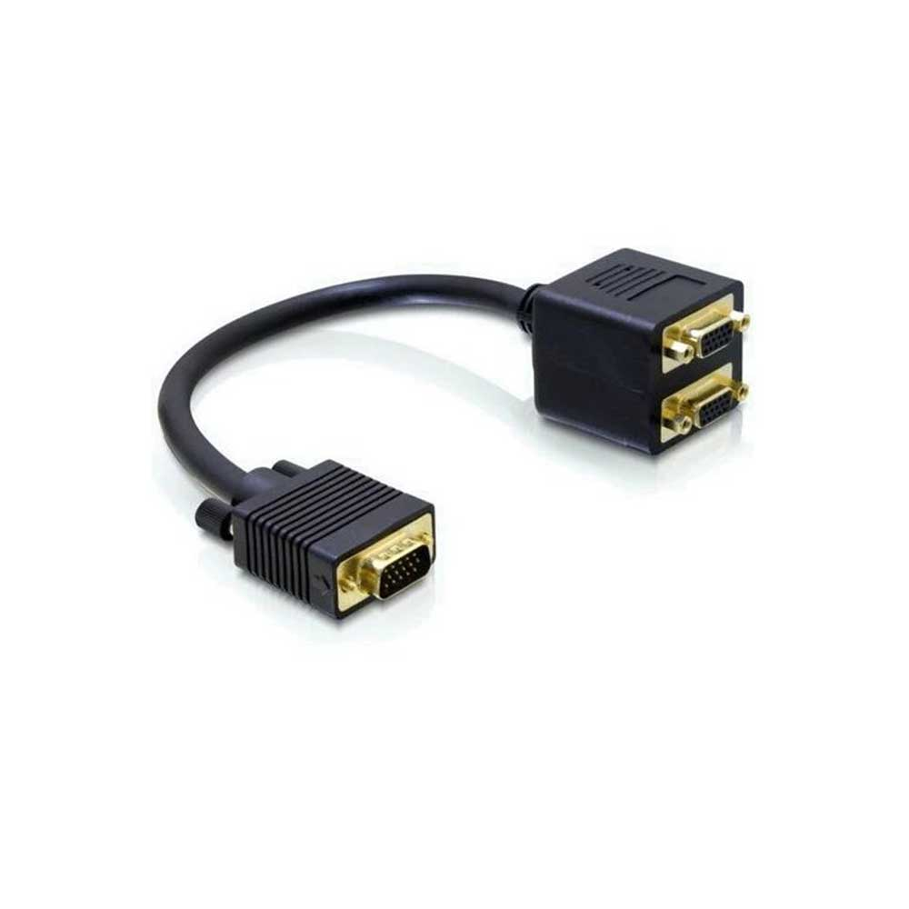 [65060] Delock 65060 VGA-Splitter-Adapter, 1 Stecker auf 2 Buchsen, 20 cm