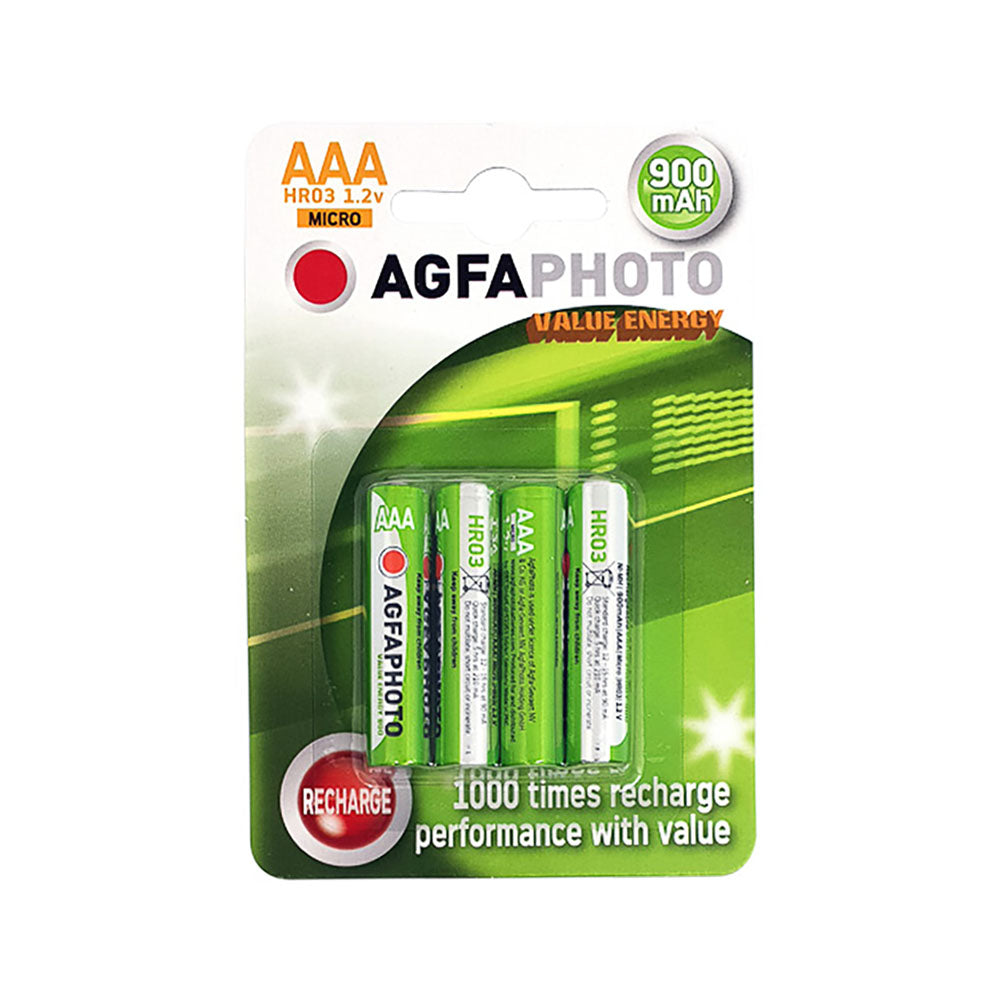 AgfaPhoto 131802756 NiMH-Akkus AAA, 900 mAh, 4er-Pack