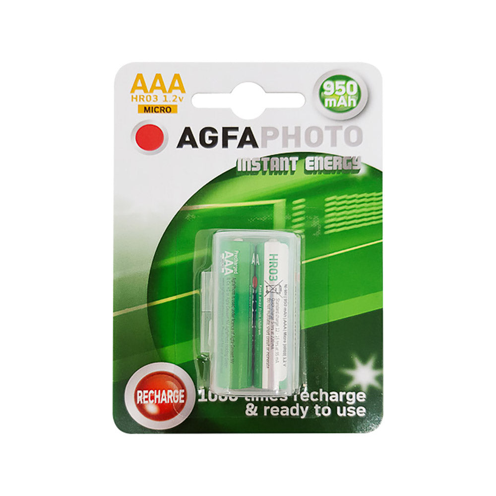 [132803944] AgfaPhoto 132803944 NiMH rechargeable AAA batteries, 950 mAh, pack of 2
