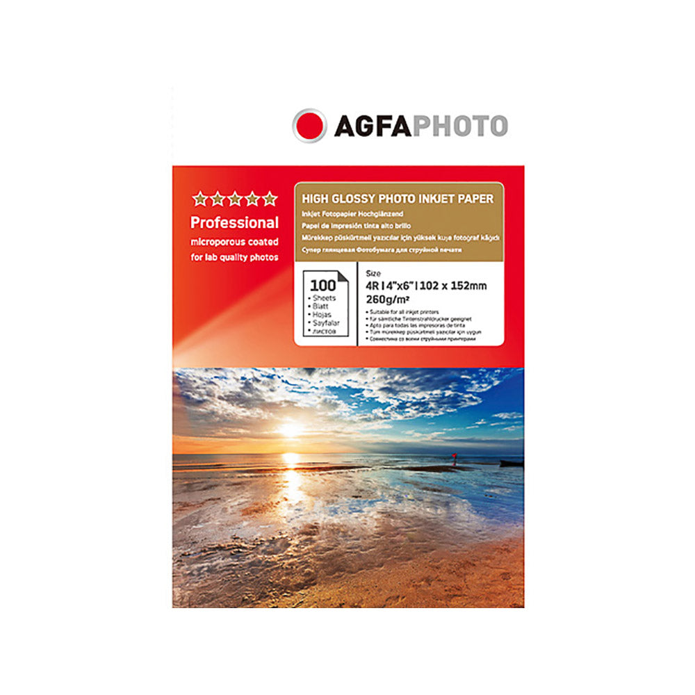 [AP260100A6] AgfaPhoto AP260100A6 glänzendes Inkjet-Fotopapier, 260 g/m², 100 Blatt